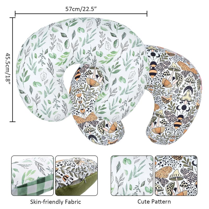 Winmany 2 Pack Baby Nursing Pillow Cover Newborn U-Shaped Breastfeeding Pillowcase Cushion Cover Stretchy Replaceable Forest&Floral Pillow Cover Slipcover 22.5x21 - Image 5